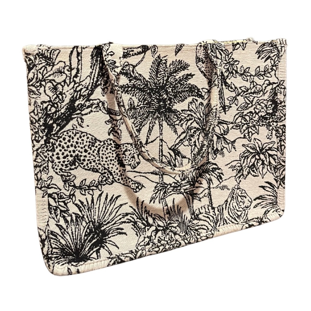 Black and white printed tote bag
